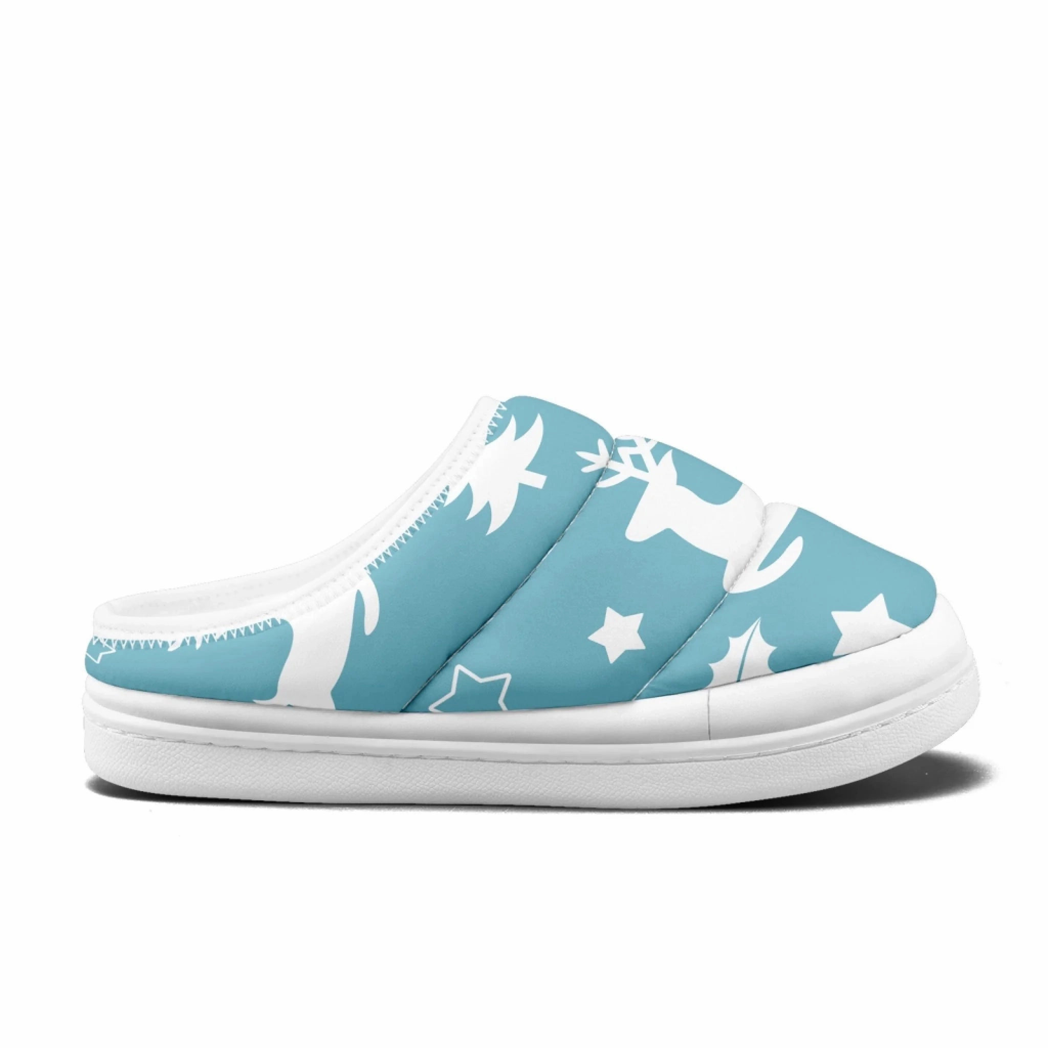 Winter Wonderland Reindeer & Tree Padded Slippers, Minimalist Christmas Cozy House Shoes FN057-25023183 Duck Slippers