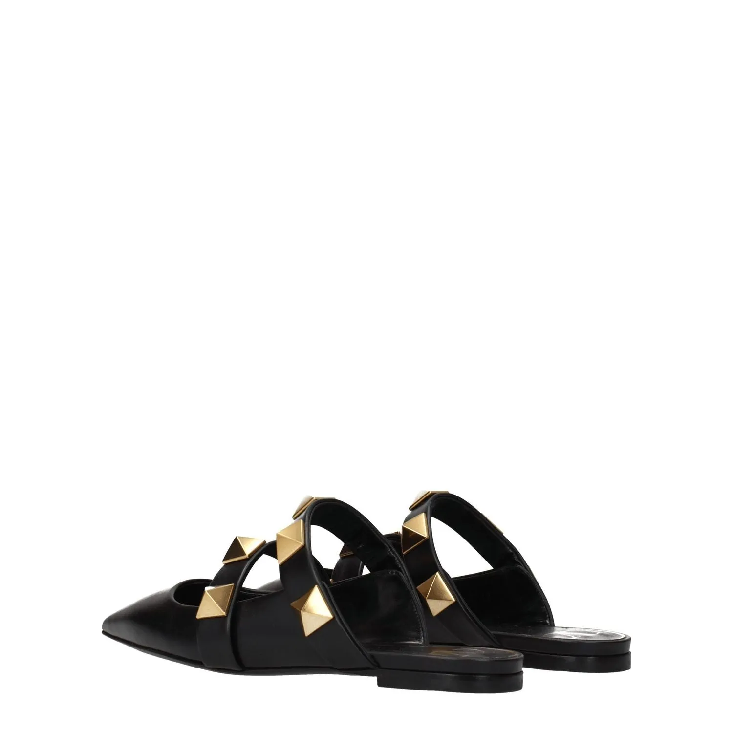 Flat Shoes For Feet Valentino Garavani Black Leather Mules