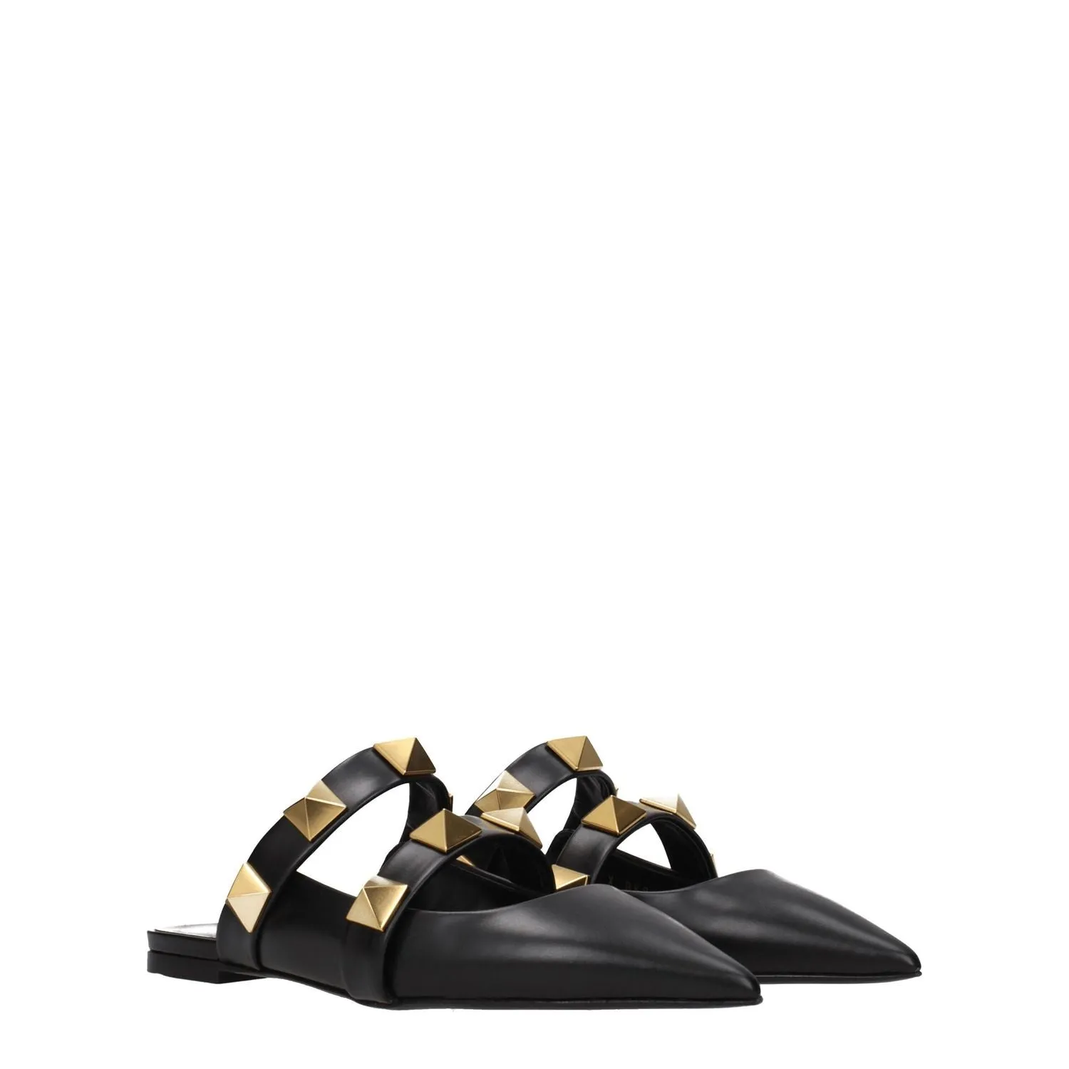 Valentino Garavani Black Leather Mules Dsw Wedding Shoes Flats