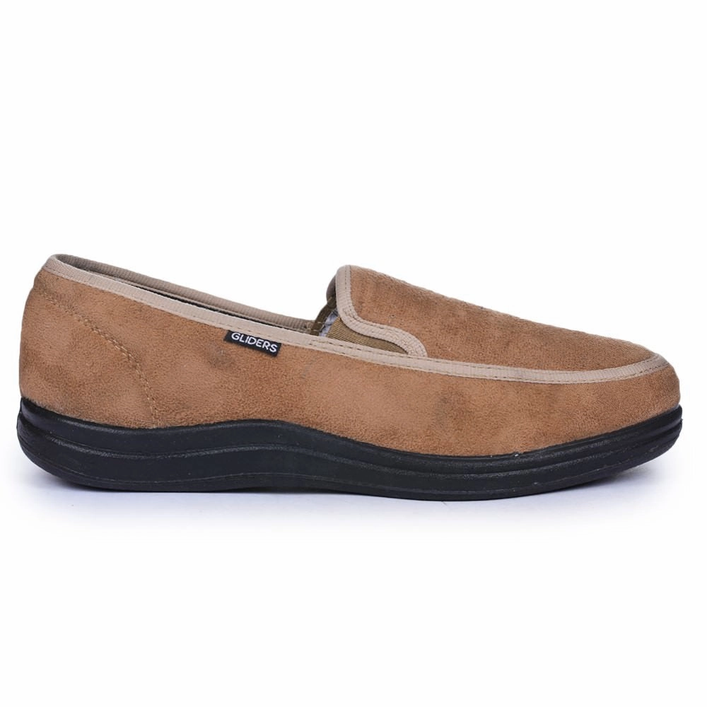 Leather Shoes For Casual Wear Gliders (Beige) Casual Slip on Shoes For Men 3070-65 By Liberty