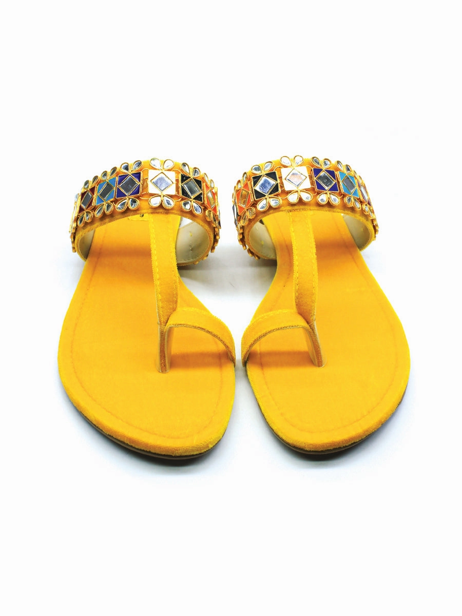 Yellow Fancy kolhapuri Chappal Work Shoes Casual