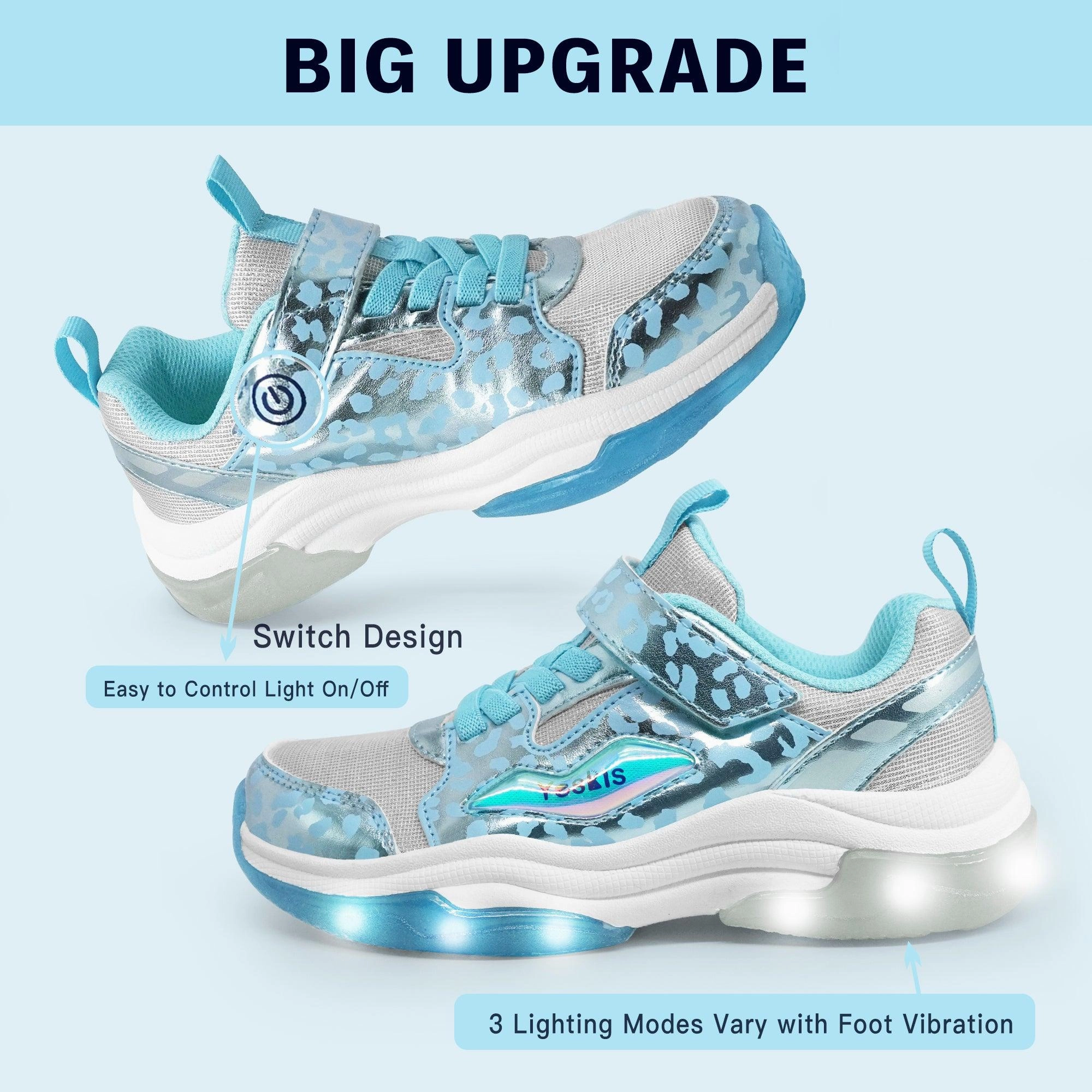 YESKIS FutuVibe Light Up Girls Sneakers for Kids Ice Blue/Silver Levis Sneakers