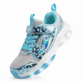 YESKIS FutuVibe Light Up Girls Sneakers for Kids Ice Blue/Silver Hiking Sneakers